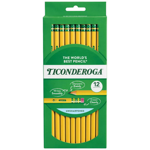 Ticonderoga #3 Pencil with Eraser, 12-Pack, Hard