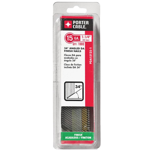 Porter Cable 15 Ga. DA Angled Finish Nails 1-1/4", 1,000