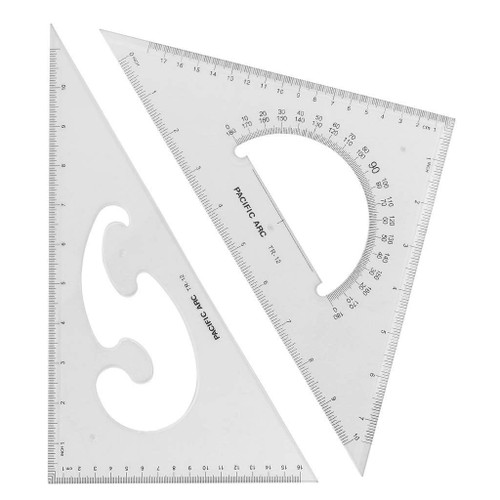 Pacific Arc Scholastic Acrylic Triangle Set, 12" 30/60, 45/90