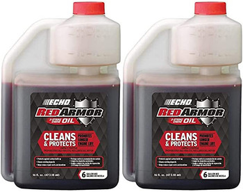 2 Pack of Echo Red Armor 2-Stroke Engine Oil 16 oz Bottle 50:1 Mix for 6 Gallons 6550006S-2PK