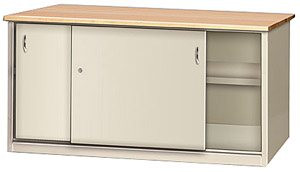 Pucel Sliding Door Work Bench, Wood Top, 60"W
