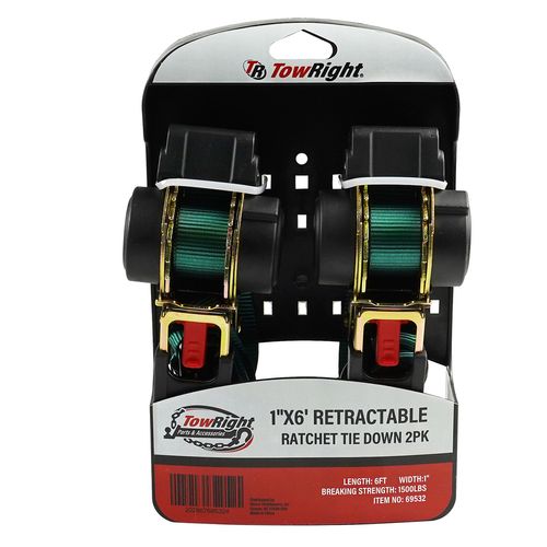 Towright 6' 1500LB Retractable Ratchet Tie Down