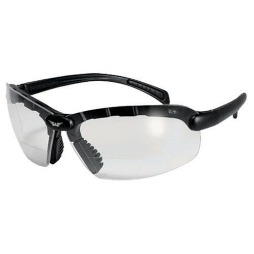 Bifocal Safety Glasses, Black Frame, 1.25 Magnification