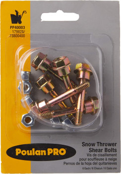 Poulan Snow Blower Replacement Shear Bolts and Nuts, 6 Each # 575938801X