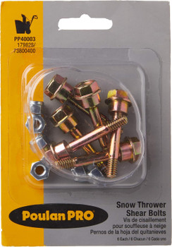 Poulan Snow Blower Replacement Shear Bolts and Nuts, 6 Each # 575938801