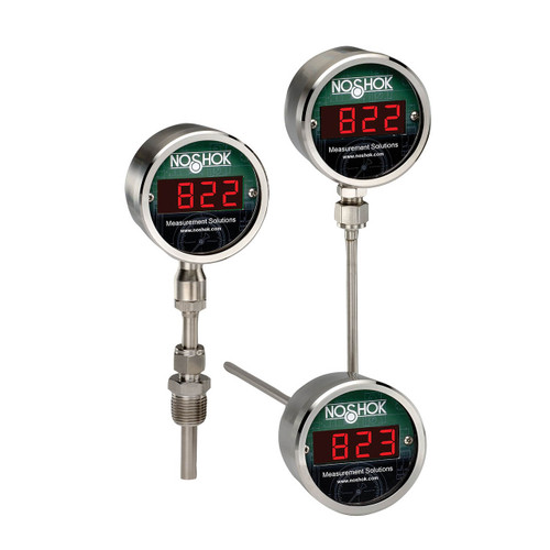 NOSHOK 820 Series Digital Temperature Indicator w/4-20mA Output, Bottom Mount, Upscale Burnout, 4 in. L Stem