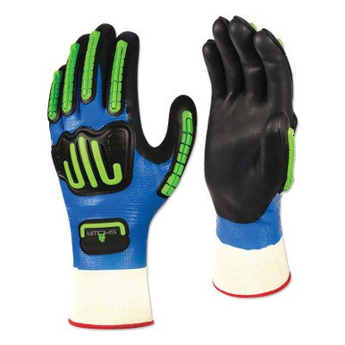 SHOWA 377IP Nitrile Coated Gloves, 9/XLarge, Blue/Black/Green, 6 PR/BG, #377IPXL09