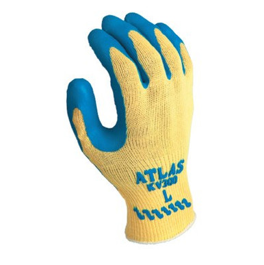 SHOWA Atlas Rubber Palm-Coated Gloves, Large , Blue/Yellow, 12 Pair, #KV300L09