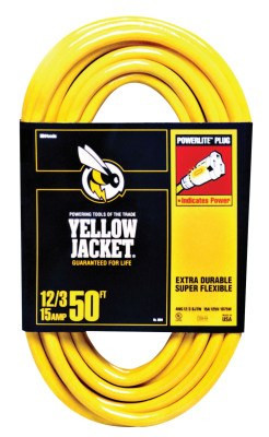 Woods Wire Yellow Jacket Power Cord, 50 ft, 1 EA, #2884