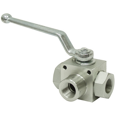 1/2" NPT Carbon Steel 5145 PSI 3-Way Ball Valve Dynamic DE3L-12-NPT