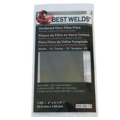 Best Welds Glass Filter Plate, Shade 6, 50 mm, Green, 100 PR/BX, #9322056
