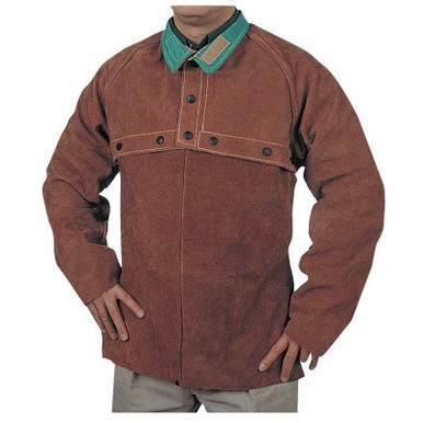Best Welds Split Cowhide Cape Sleeves, 14 in Long, Snaps Closure, Large, Lava Brown, 1/PR, #650L