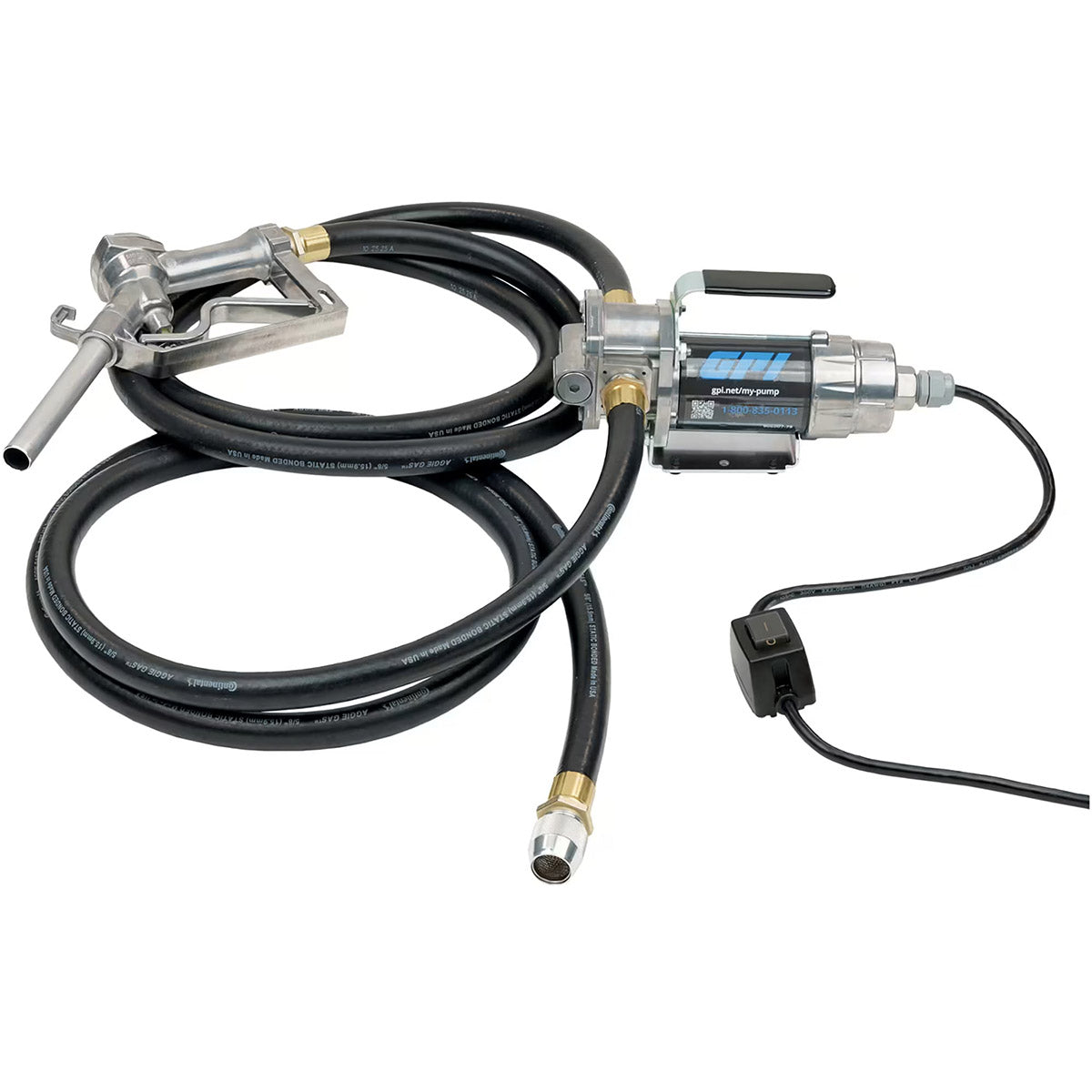 12 VOLT G8P PORTABLE FULE TRANSFER PUMP KIT WITH HOSE AND MANUAL NOZZLE - 8 GPM
