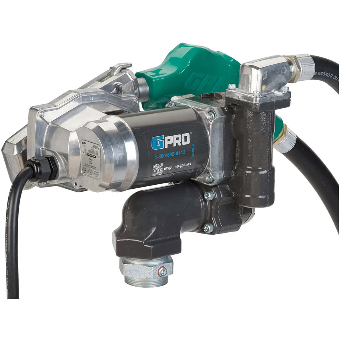 12 VOLT GPRO V25 FUEL TRANSFER PUMP WITH HOSE AND AUTOMATIC NOZZLE - 25 GPM