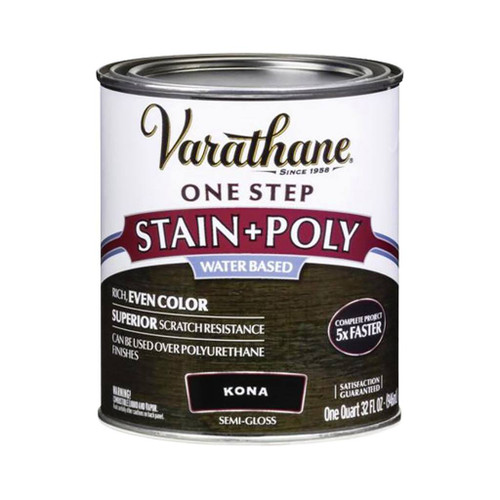 Varathane Water-Based One Step Stain & Polyurethane, Kona, Quart