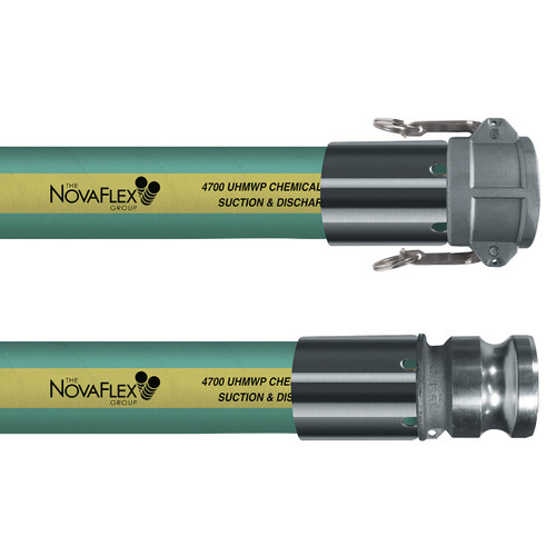 Novaflex 4700 2 in. 250 PSI UHMW Chemical Suction & Discharge Hose w/ Stainless Steel Female Coupler x Male Adapter Ends