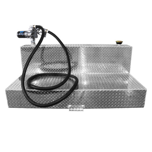 100 Gallon Aluminum L-shape Fuel Transfer Tank w/ GPI 20 GPM Pump (12V DC)