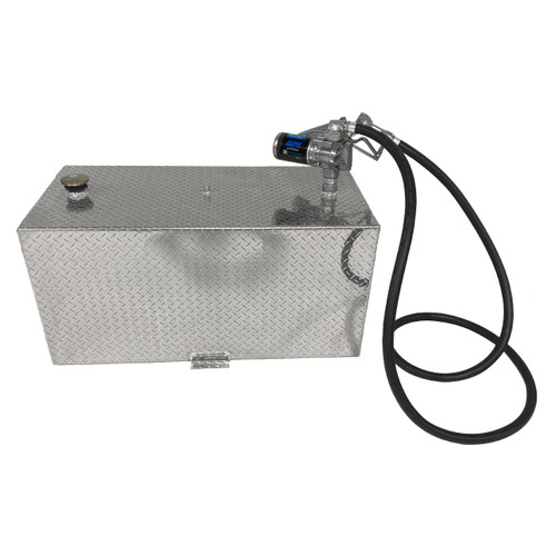 110 Gallon Aluminum Rectangle Fuel Transfer Tank w/ GPI 20 GPM Pump (12V DC)