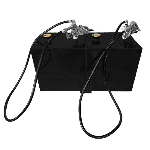 110 Gallon Aluminum Rectangle Split Fuel Transfer Tank w/ GPI 8 GPM Pumps (12V DC) - Black Powder Coated