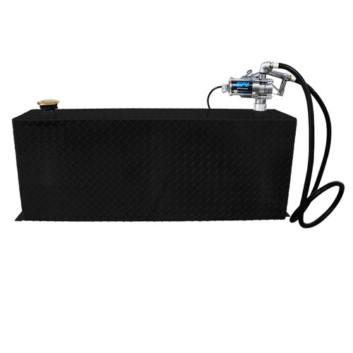 38 Gallon Aluminum Rectangle Fuel Transfer Tank w/ GPI 8 GPM Pump (12V DC) - Black Powder Coated