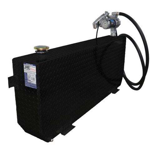 51 Gallon Aluminum Rectangle Fuel Transfer Tank w/ GPI 20 GPM Pump (12V DC) - Black Powder Coated