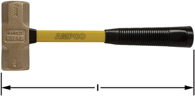 Hammer, Sledge, 3 Lb, 15" OAL - Non-Sparking, Non-Magnetic H-69FG
