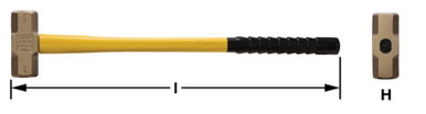Hammer, Sledge 18Lb 33" OAL - Non-Sparking, Non-Magnetic H-74FG
