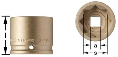 Socket, Impact 1D 1-9/16" 8 point - Non-Sparking, Non-Magnetic I-1D1-9/16-8P