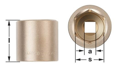 Socket, Standard 3/8D 1/4" - Non-Sparking, Non-Magnetic SS-3/8D1/4