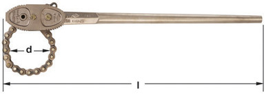Wrench, Chain Pipe 2-1/2" Max - Non-Sparking, Non-Magnetic W-61