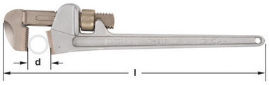 Wrench, Pipe Aluminum 10" OAL - Non-Sparking, Non-Magnetic W-211AL