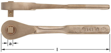 Wrench, Ratchet 1/4" Drive - Non-Sparking, Non-Magnetic W-143R