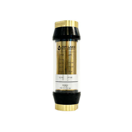 AW-Lake B3B6WB05 1/4 in. - 1/2 in. Port 1/2 in. NPTF Basic Inline Liquid Variable Area Flow Meter - Brass, 0.5 to 5 GPM