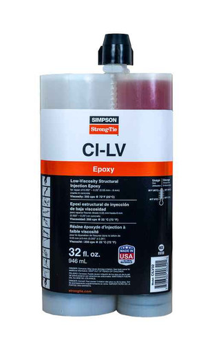 Simpson Strong Tie-CILVFS32, Fast Setting, Low Viscosity Structural Injection Epoxy Cartridge, W/Mixing Nozzle, 32 oz. (Qty. 1)