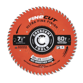 Crescent Genuine OEM 7-1/4" x 60-Tooth FineCut Ultra Fine Finishing Circular Saw Blade - CSBUF-760