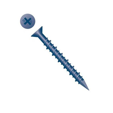 3/16" x 3-3/4" Strongcon Phillips Flat Head Concrete Screws, Hi-Low, Notched Threads, Diamond Point, Blue Ceramic Coating (1,000/Bulk Pkg.)