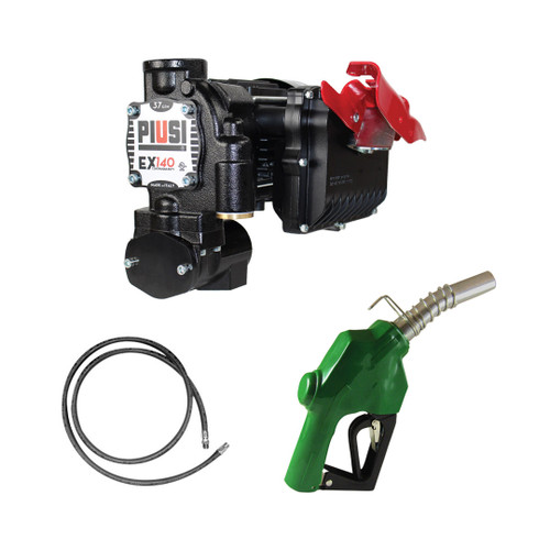 PIUSI EX140 Series Heavy Duty 120V AC Powered Transfer Pump w/ Auto Nozzle - 37 GPM