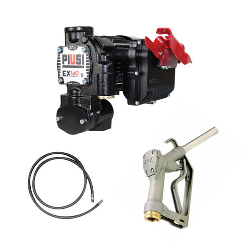 PIUSI EX140 Series Heavy Duty 120V AC Powered Transfer Pump w/ Manual Nozzle - 37 GPM