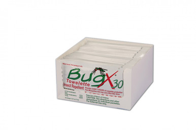 BugX30 Insect Repellent Wipes DEET, 25 Per Box 18-725