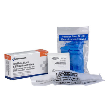 CPR First Aid Pack, Includes Mask, 2 Gloves, 2 Wipes 21-008