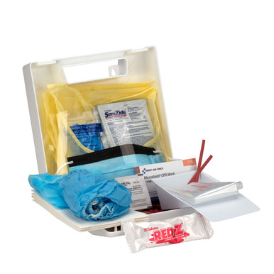 Blood borne Pathogen (BBP) & Personal Protection and Spill Clean Up Kit with CPR Micro shield, Plastic Case 217-O