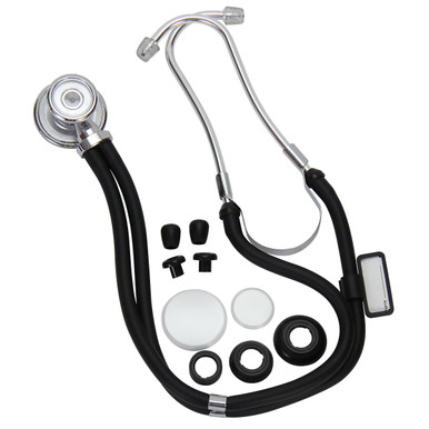 10 Piece Stethoscope Set with 16" Rappaport, 30" Length, Black 22-200