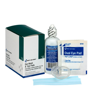 10 Piece Eye Wash Kit - 4 oz. Eyewash, Eye pads & Adhesive Strips, 1 set/box 7-600