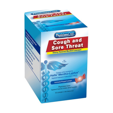 Cherry Flavor Cough & Throat Lozenges, 50x1 per Box 90306