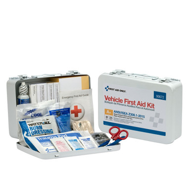 25 Person Vehicle ANSI A+ First Aid Kit, Metal Weatherproof Case 90672