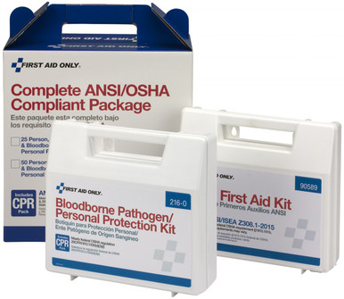 25 Person Complete ANSI/OSHA Compliance Package for First Aid and BBP, Blood borne Pathogens 90764