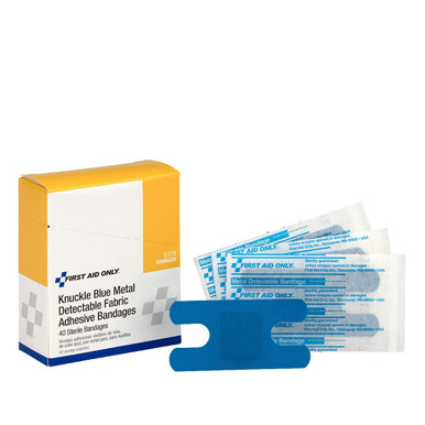 Blue Metal Detectable Fabric Knuckle Bandages, 40 Per Box G174
