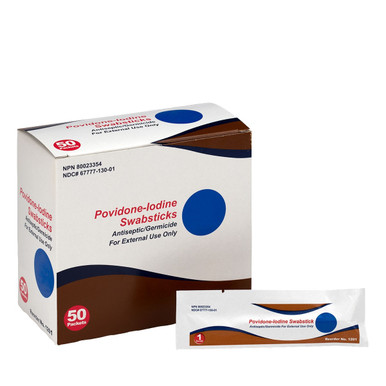 Povidone Iodine Antiseptic Swabs, 50 Per Box M318