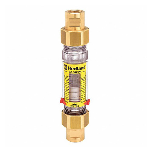 Badger Meter Hedland Variable Area EZ-View Water Flow Meter, Radel Body, 1/2 in. Female Brass NPT Fitting