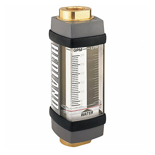 Badger Meter Hedland Variable Area Water Flow Meter, 3/4 in. Female NPTF Brass Fitting